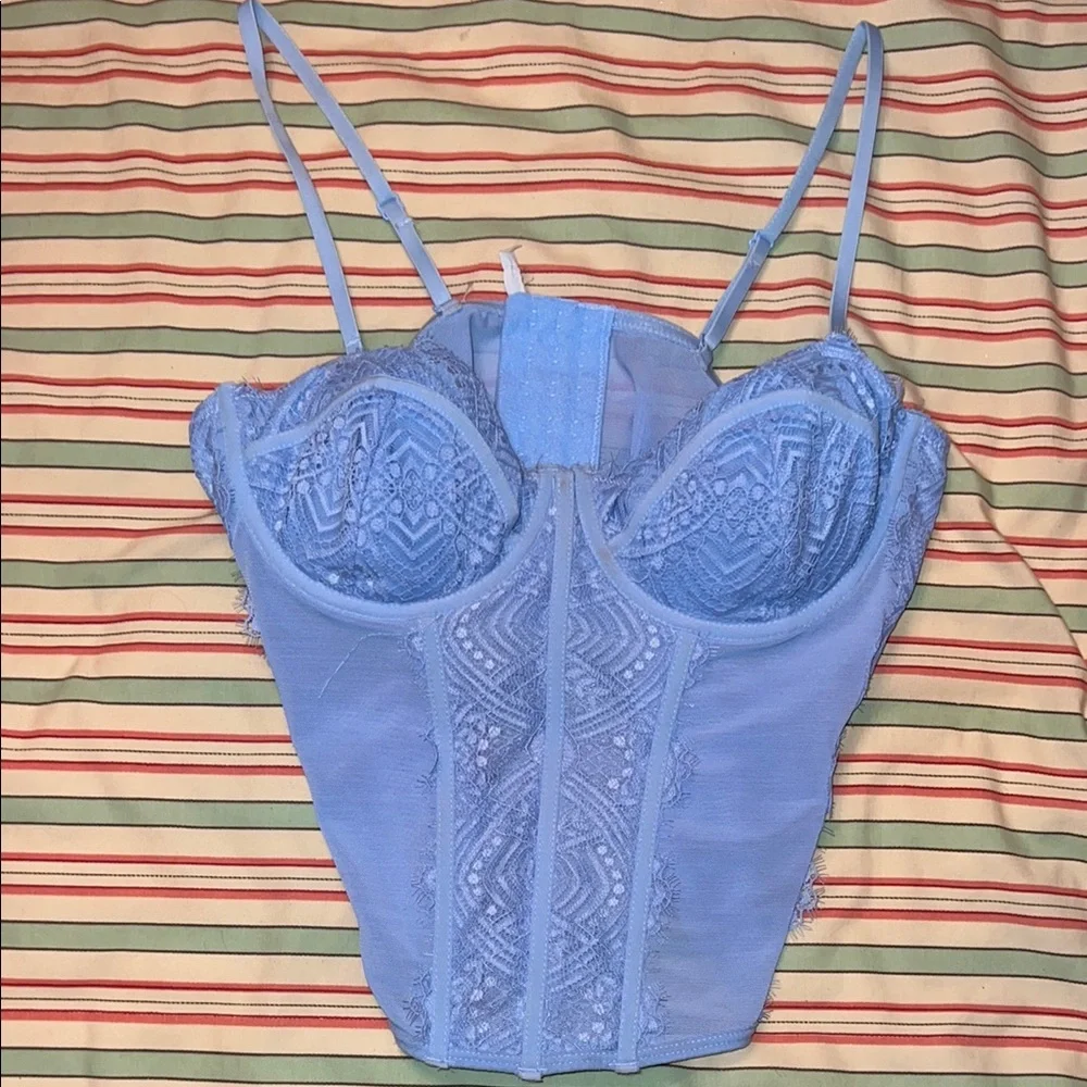 Blue Lace Bustier Top - Picture 1 of 4